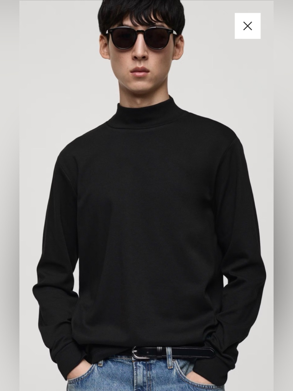 Mango LONG-SLEEVED T-SHIRT WITH PERKINS NECK Size L